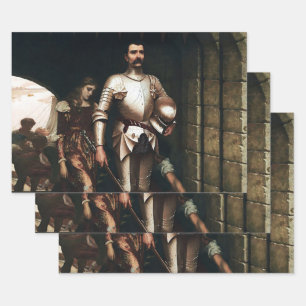 “Conquest” Medieval Painting by Edmund Blair Leigh Wrapping Paper Sheet