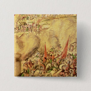 Conquest of Mexico: the Spaniards retreating 2 Inch Square Button