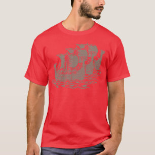 Conquest of the Viking woodcut Print Warm Grey T-Shirt