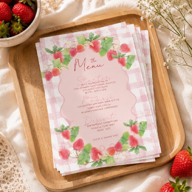 Conquette berry Strawberry Floral Cute Menu (Creator Uploaded)
