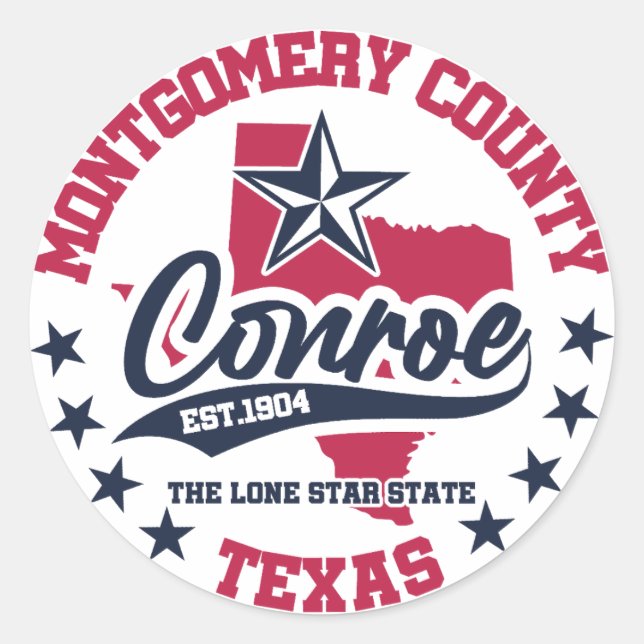 Conroe,Texas Classic Round Sticker (Front)