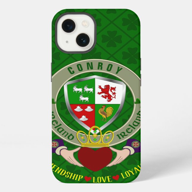 Conroy Irish Shield & Claddagh Personalized       iPhone Case (Back)