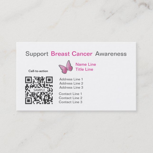 Conscience de cancer du sein de modèle de carte de (Devant)