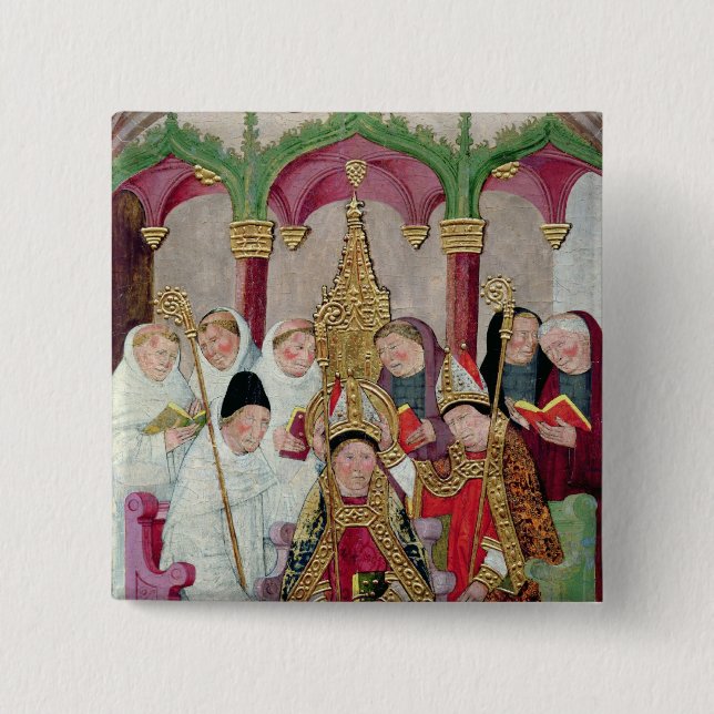 Consecration of a Bishop, Valencian School 2 Inch Square Button (Front)