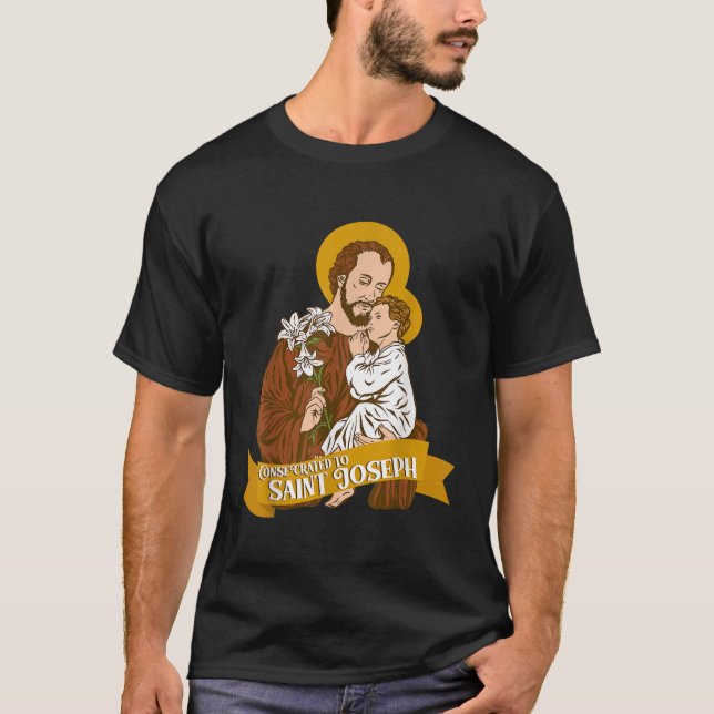 Consecration to St Joseph and Child Jesus Catholic T-Shirt (Front)