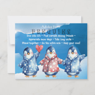 Conseil aquarelle de Penguins Carte de voeux plat