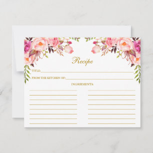 Conseil Aquarelle rose Floral Douche or Recette Carte