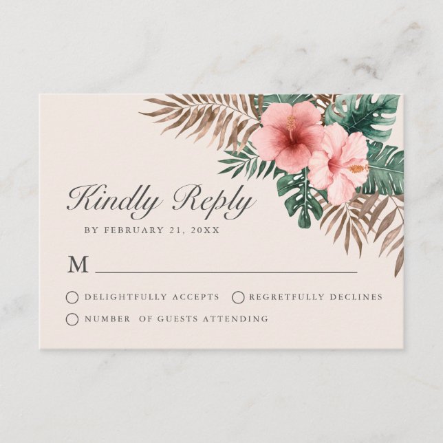 Conseil Aquarelle tropicale moderne Crème florale Carte RS (Devant)