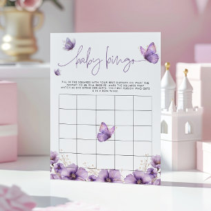 Conseil Baby Bingo Purple papillon Baby shower Carte de je