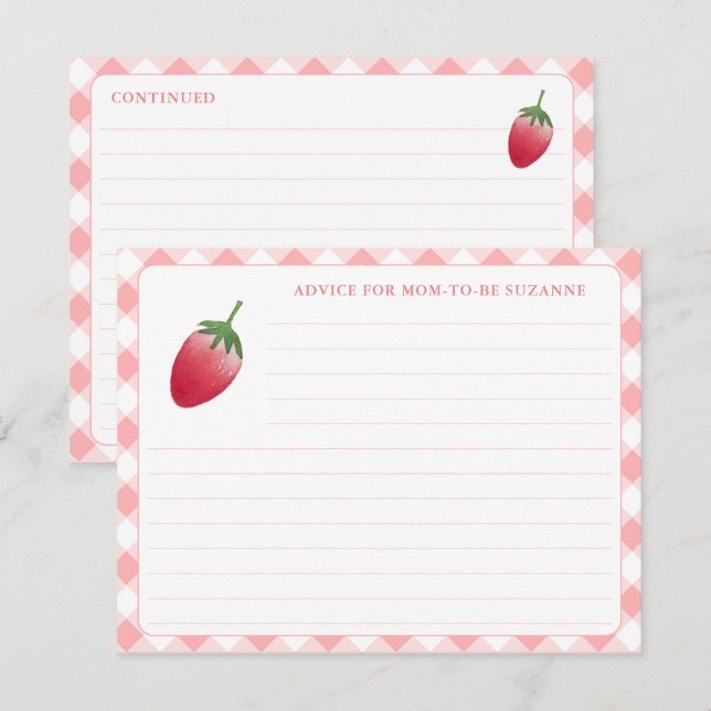 Conseil Baby shower fraise pour la carte maman (Devant / Derrière)