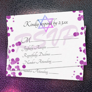 Conseil Bubbles violets Points Bat mitzvah carte RSVP