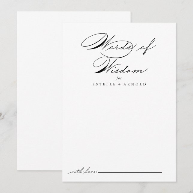 Conseil Calligraphie Mariage Mots de sagesse carte de cons (Devant / Derrière)