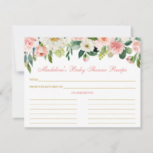 Conseil Carte baby shower Rose blanc Floral Gold Recette