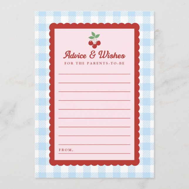 Conseil Carte de conseils plate pour Baby Shower Cerise (Devant)