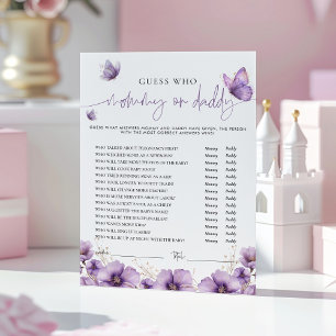 Conseil Carte de jeu Bébé Papa ou Maman Papillon Violet