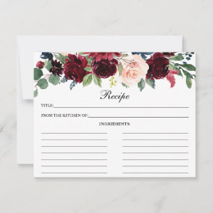 Conseil Carte de recette Burgundy Blue Floral Shower