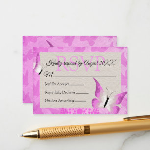 Conseil Carte de réponse Quinceañera Papillon Rose