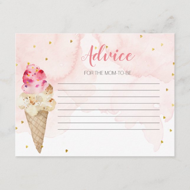 Conseil Carte Pink crème glacée Fête des mariées (Devant)
