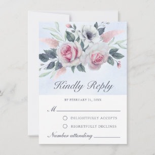 Conseil Carte RSVP bleu clair Rose couleur aquarelle roman