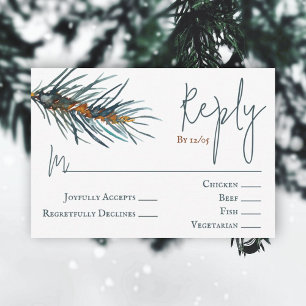 Conseil Carte RSVP de mariage aux aiguilles de pin vert d'