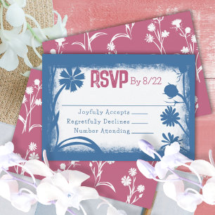 Conseil Carte RSVP Mauve Rose vintage Navy Blue