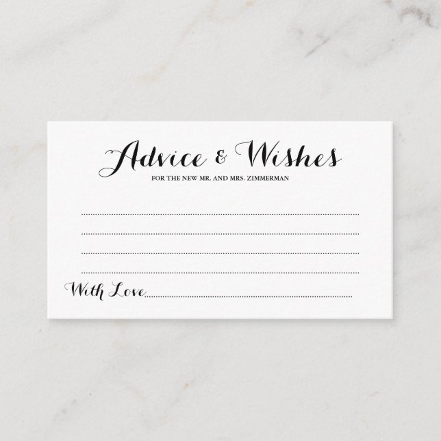 Conseil Carte simple Elegant Script Mariage Conseils & Wis (Devant)