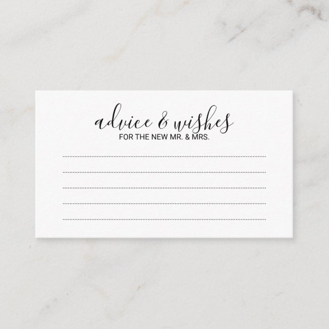Conseil et souhaits de Mariage de script moderne (Devant)