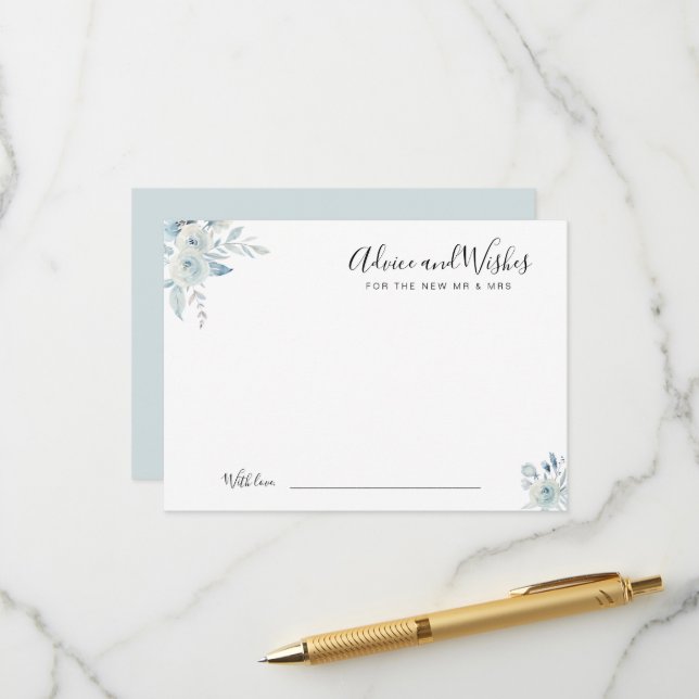 conseil et souhaits floraux bleu aquarelle (Devant/Arrière en situation)