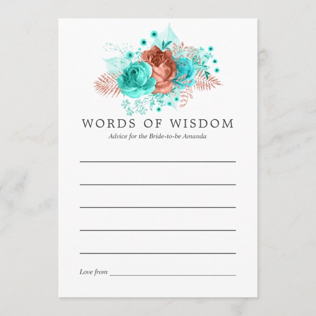 Conseil floral tropical turquoise et corail (Devant)