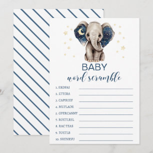 Conseil Lune étoiles éléphant baby shower mot carte de bro