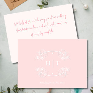 Conseil Mariage Monogram Crest rose carte de remerciements