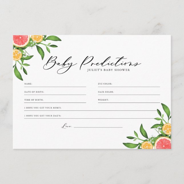 Conseil Oranges et pamplemousses Baby Predictions Carte de (Devant)