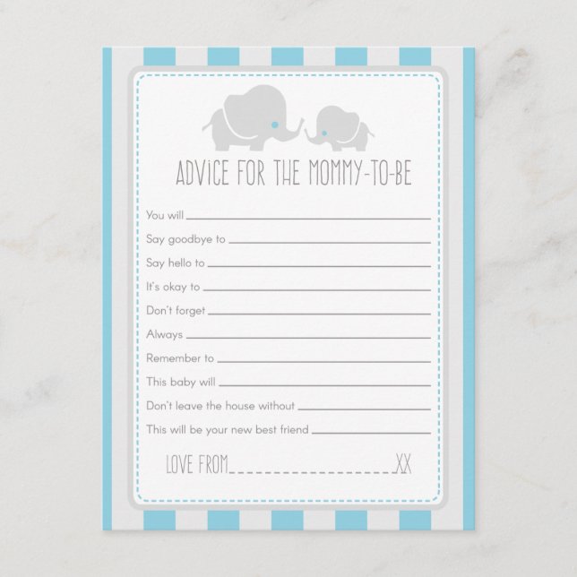 Conseil pour la carte de jeu de Baby shower mommy- (Devant)