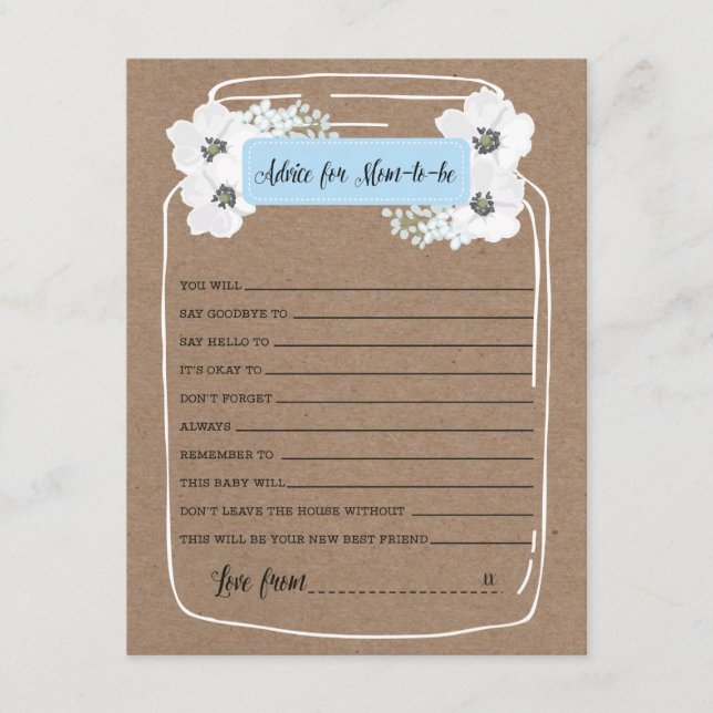 Conseil pour la carte de jeu de Baby shower mommy- (Devant)
