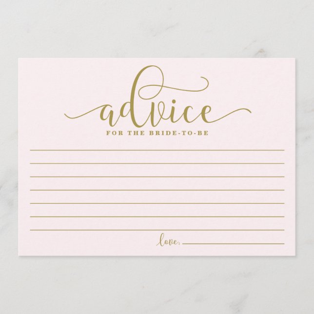 Conseil pour la mariée | Calligraphie or et rose (Devant)