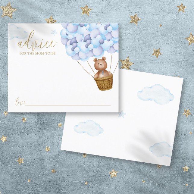 Conseil pour maman Teddy Bear Carte Baby shower Bl (Advice For Mommy Teddy Bear Blue Baby Shower Card)