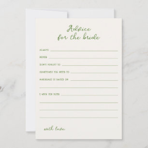 Conseil vert manuscrit pour la carte de fiancée