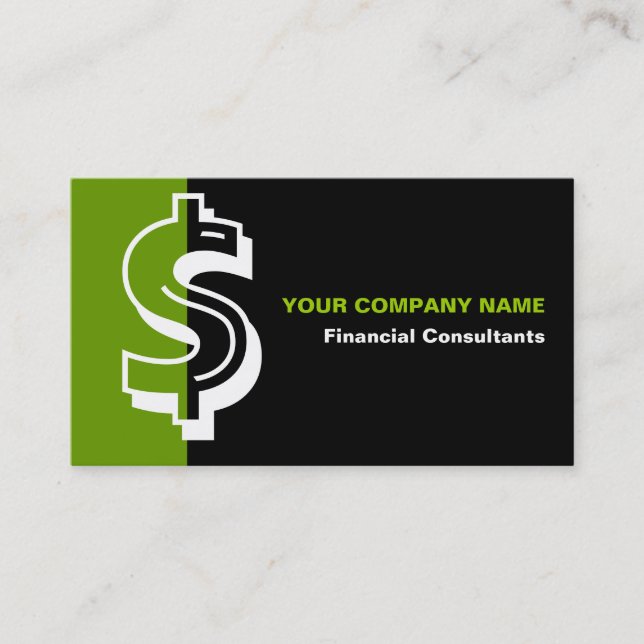 Conseiller financier carte de visite noir vert (Devant)