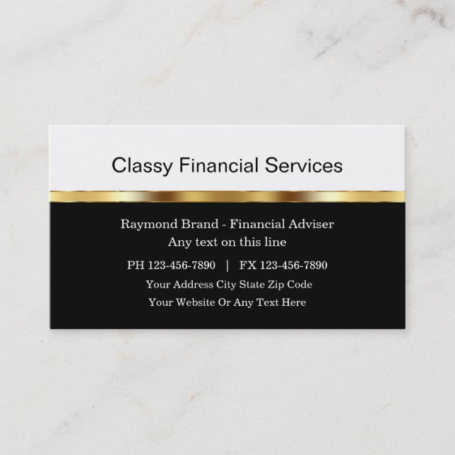 Conseiller financier classique Cartes de visite (Devant)