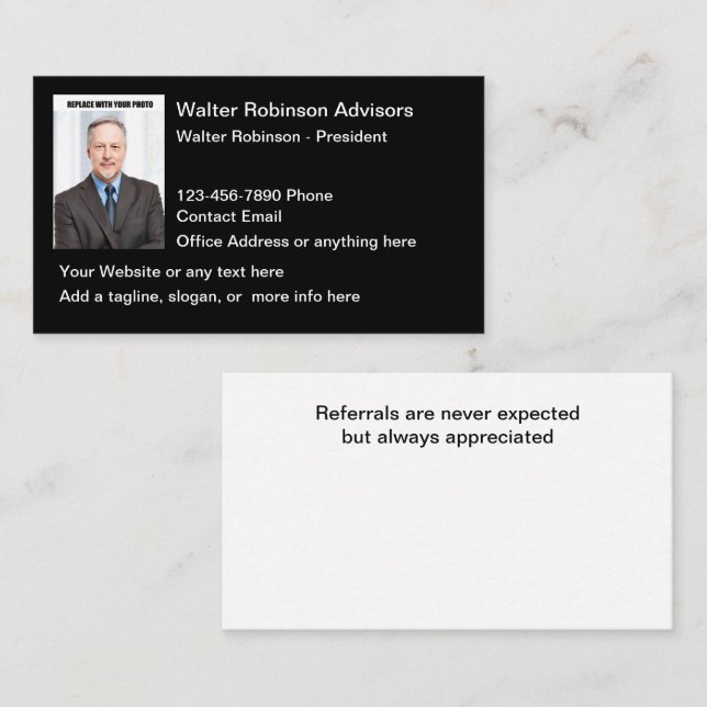 Conseiller financier professionnel Cartes de visit (Devant / Derrière)