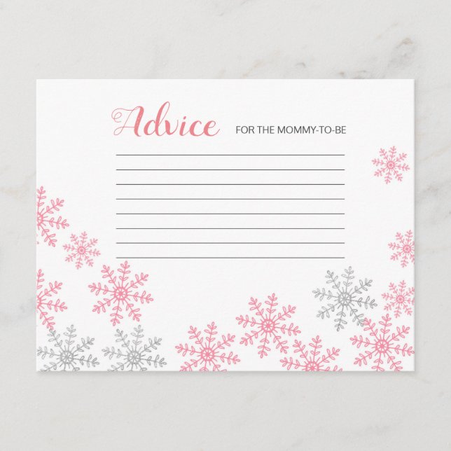 Conseils Carte Pink Silver Winter Snowflakes (Devant)
