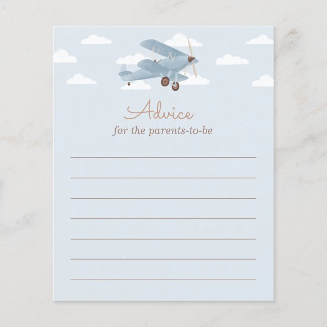Conseils de Baby shower d'avion pour la carte Pare (Devant)