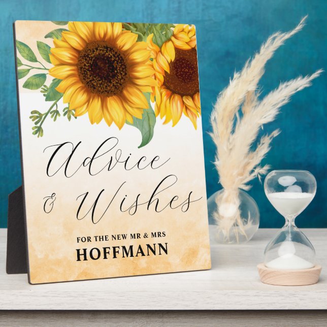 Conseils et souhaits Signe de tournesol Plaque de  (Côté)