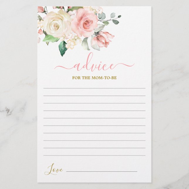 Conseils floraux rose pour la maman à être carte (Devant)