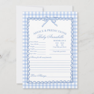 Conseils pour bébé carte de vichy bleu coquette nœ