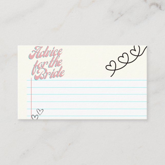 Conseils pour les cartes de mariée (Devant)