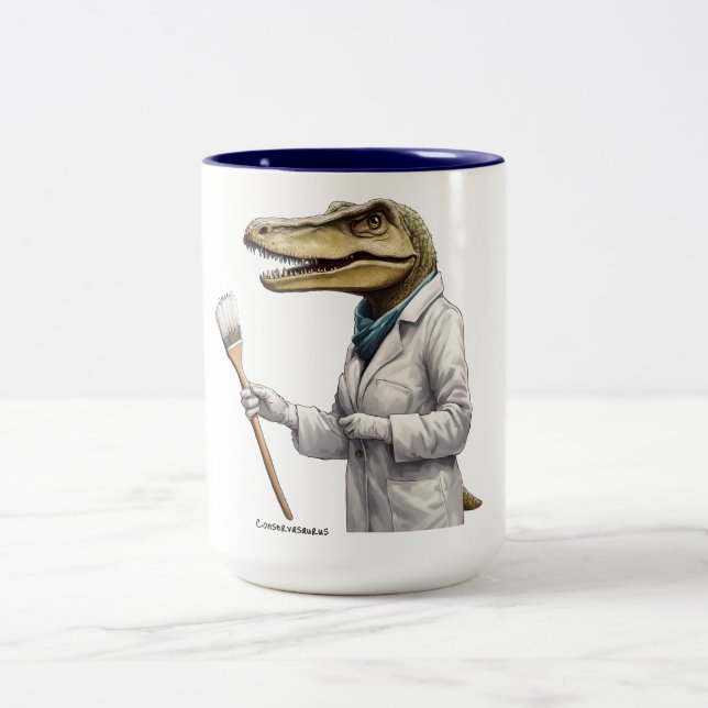 Conservasaurus Dinosaur  Two-Tone Coffee Mug (Center)