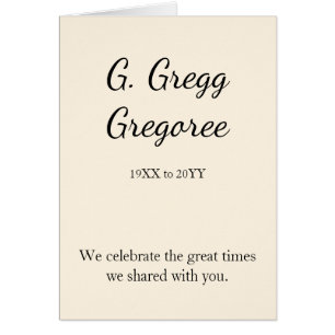 Conservative and Plain Funeral Service Card