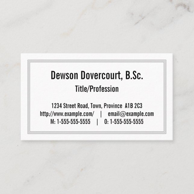 Conservative, Dapper Business Card (Front)