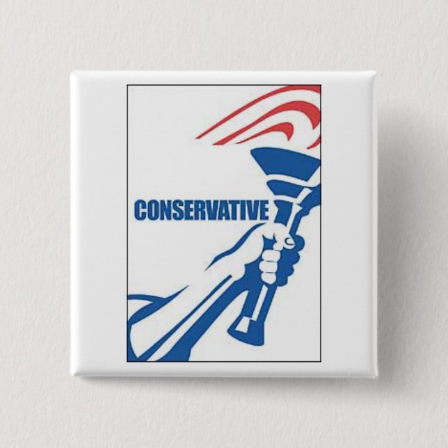 Conservative Party Torch Logo 2 Inch Square Button (Front)